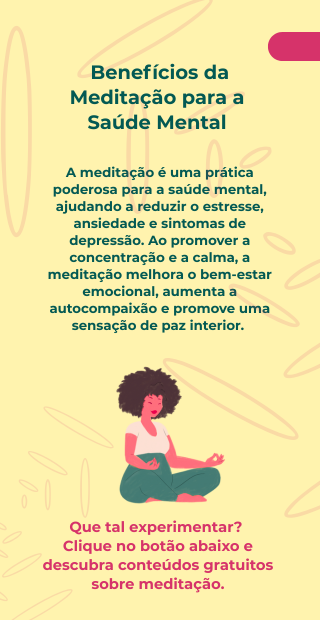 Banner informativo sobre os beneficions da meditação para a saúde mental
